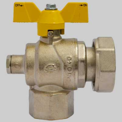 VALVOLA SFERA A SQUADRO 3/4 X 1" PER CONTATORE GAS TOP TEST