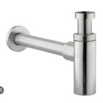 SIFONE TONDO PER LAVABO ACCIAIO 316L SPAZZOLATO 1"1/4